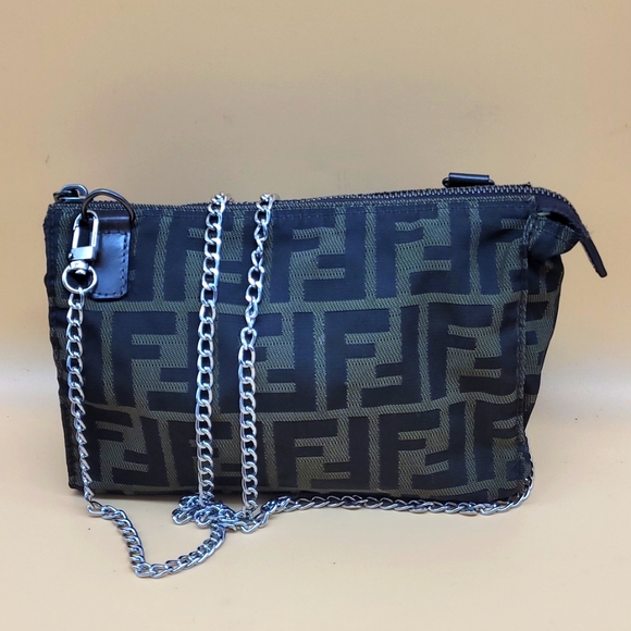 Fendi Handbags - Authentic Fendi FF Monogram Mini Pouch on Chain